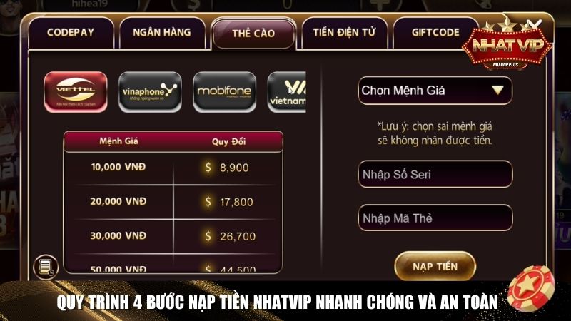 Quy trình nạp tiền Nhatvip nhanh chóng và an toàn